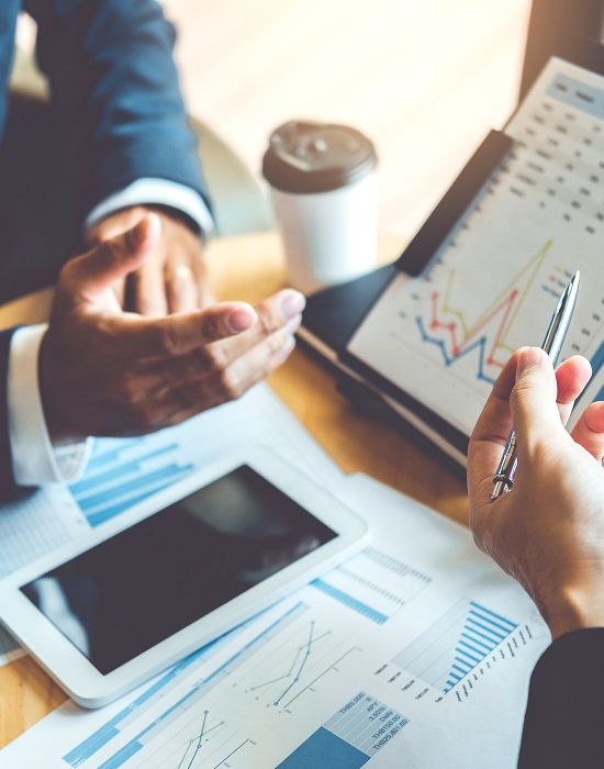 Business Consulting meeting working and brainstorming new business project finance investment concept.