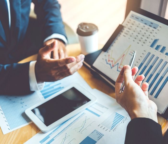 Business Consulting meeting working and brainstorming new business project finance investment concept.